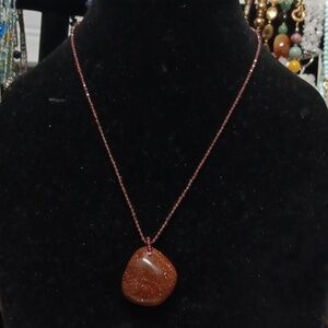 Gold Sandstone and Rhodolite Garner Beaded Necklace 20 inches Stainless Steel